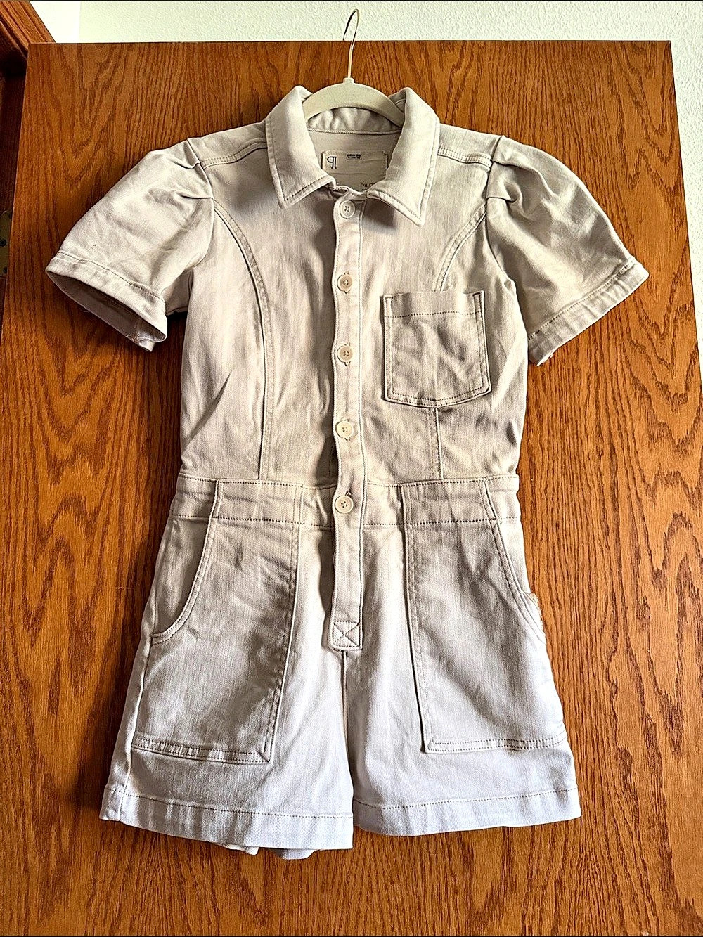 Pilcro Button-Front Denim Romper Women'Small Utility Mini Romper Small